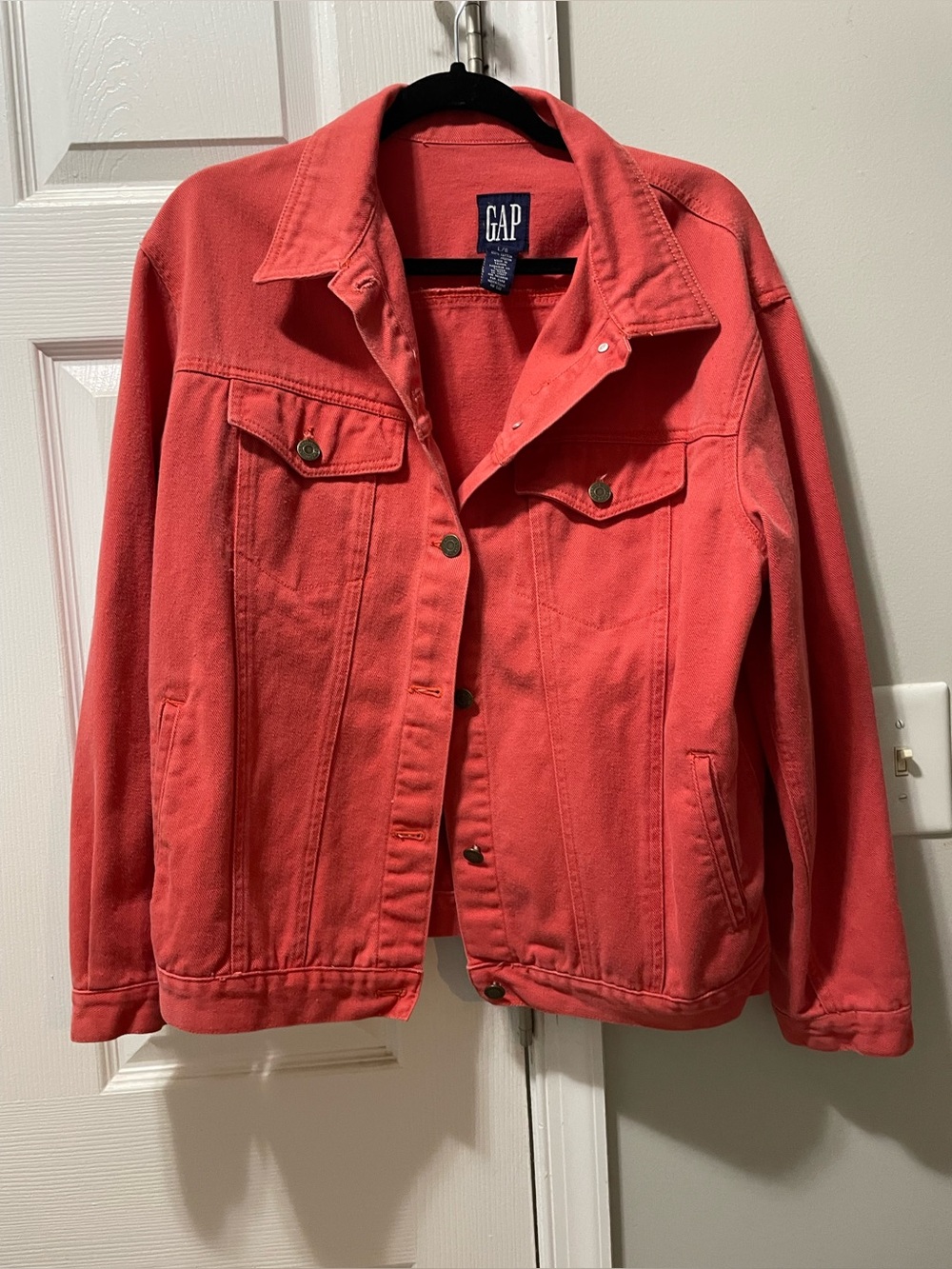 GAP Women's Coral-Pink Denim Trucker Jacket